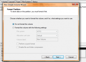 Formating a Vista Partition