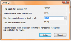 Vista partitioning